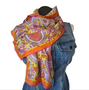 Vintage VERA  ORANGE PAISLEY Summer scarf